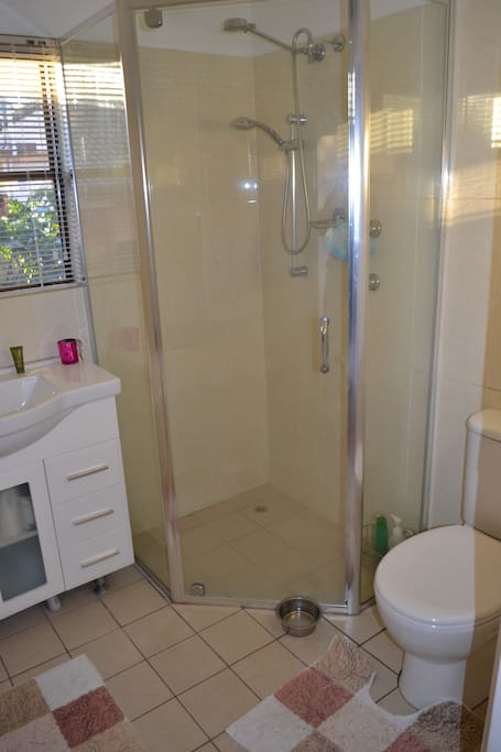 Bathroom also has a big bath to relax in