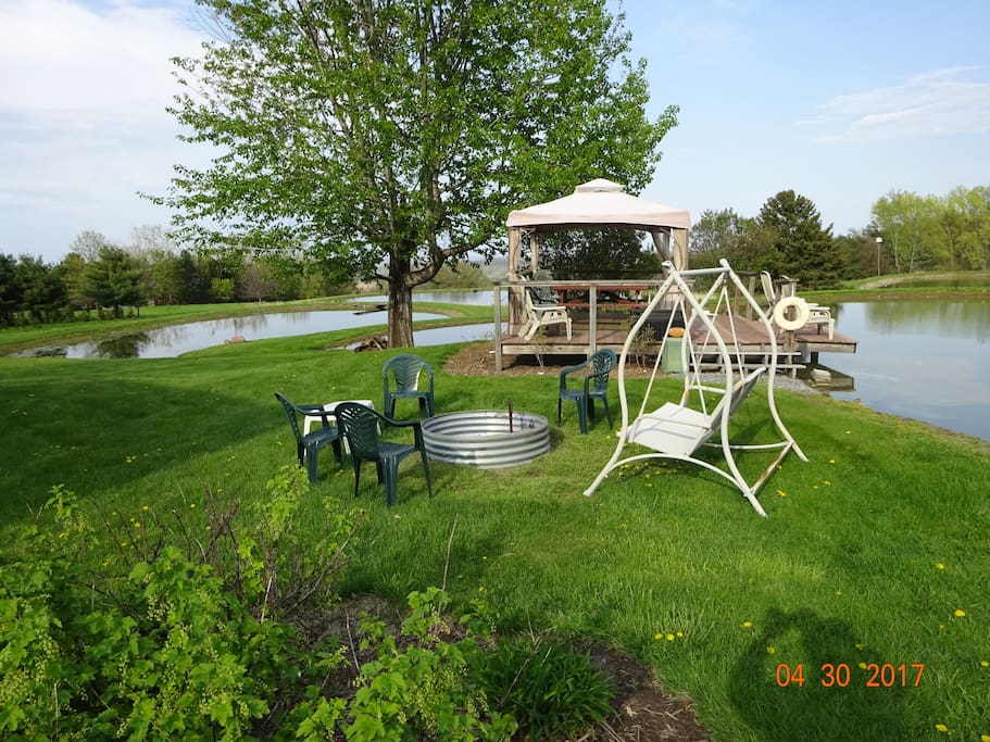 View from deck. Gazebo and fire pit available to guests.