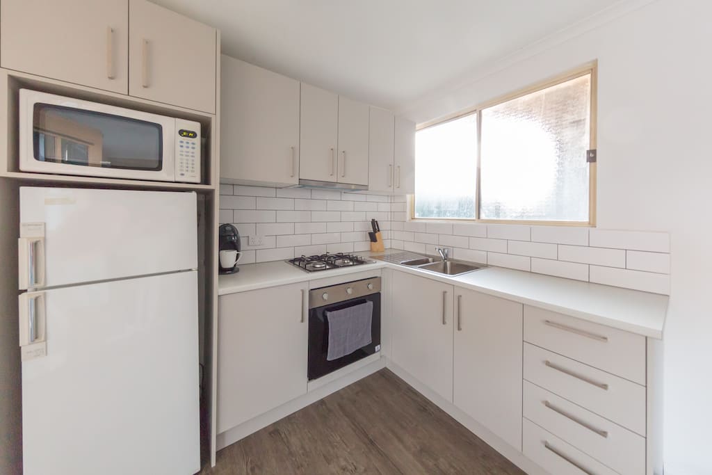 Beautiful, freshly renovated kitchen with stainless steel appliances