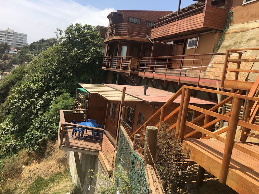 Backside view of Surf Shack, Casa Cafe and Navigator;s Nook.