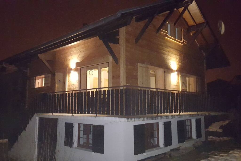 chalet by night