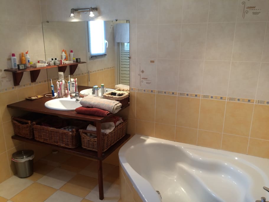 Salle de bain avec Baignoire et douche