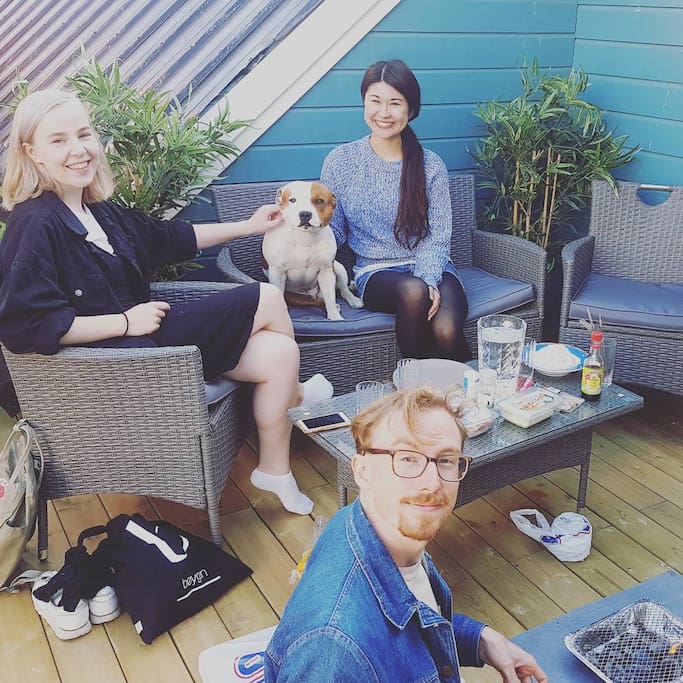 People enjoying the back porch
