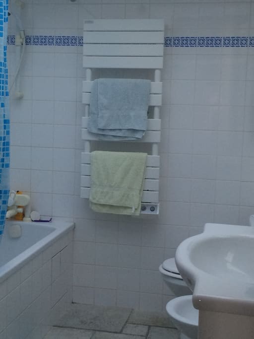 Salle de bain avec baignoire.