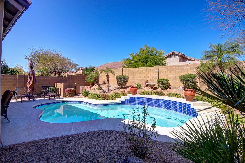 Pool can be heated in cooler months.