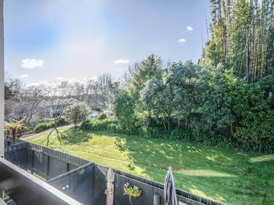 View of the communal greenspace from our balcony.