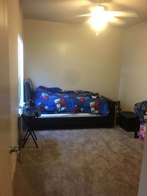 2nd Bedroom. As you can see it's for a little kid but sheets are available for twin bed. Also can be a great place for air mattress.