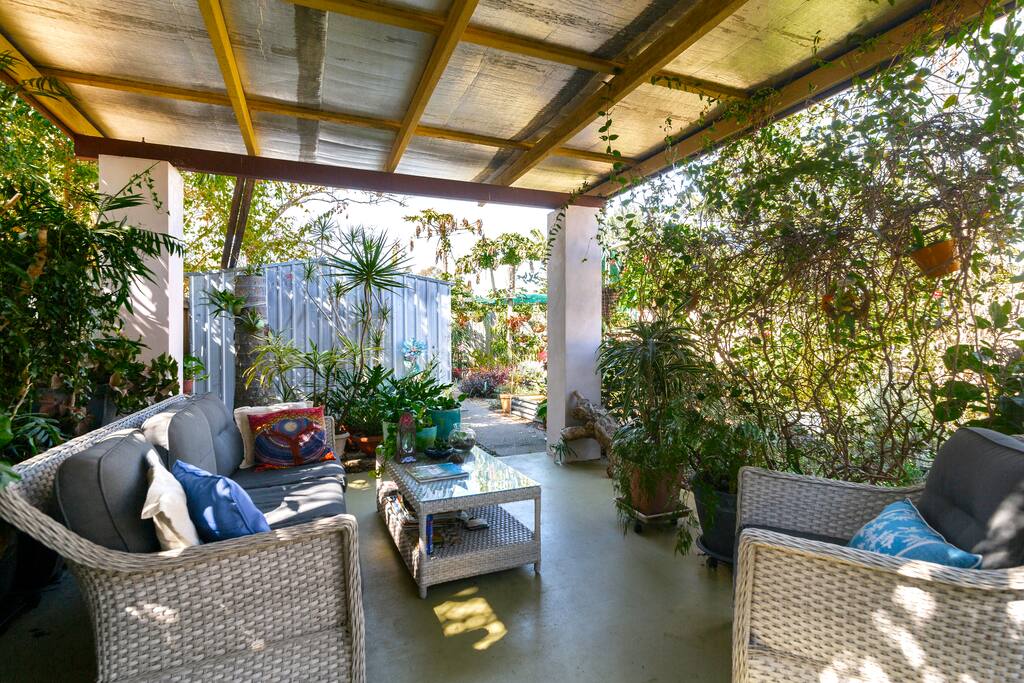 Outdoor sitting area.