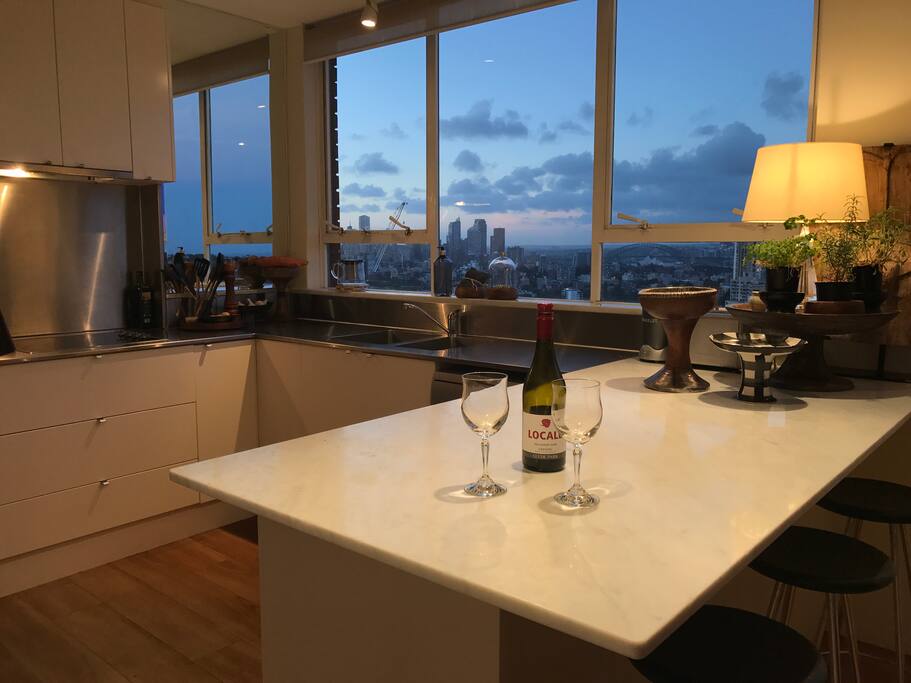 Kitchen at dusk