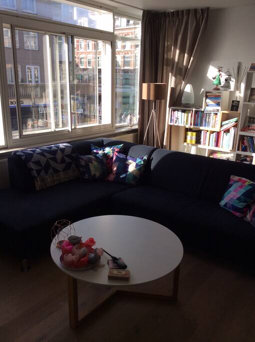 We have double glass windows, so that you can barely hear the sound of the traffic outside.