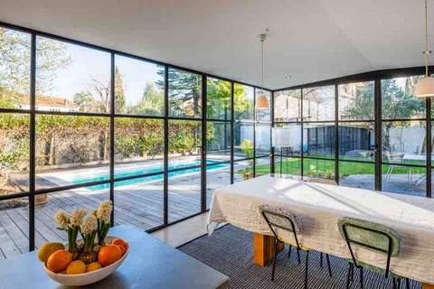 Large charming house with pool .