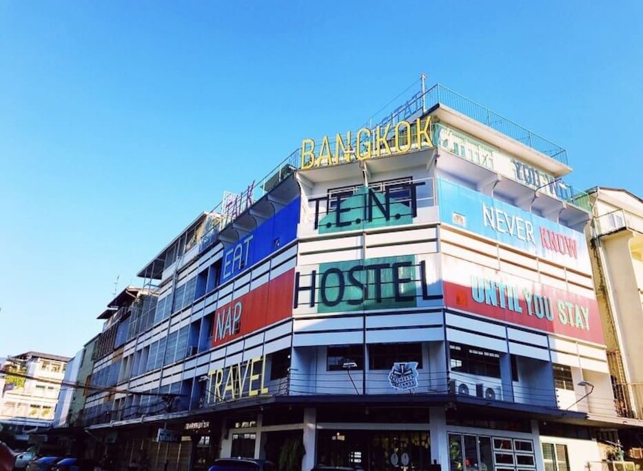 Super colorful and stylist look from outside building shot.