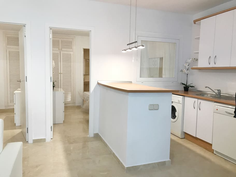 Kitchen with modern appliances and Nespresso Coffee Machine