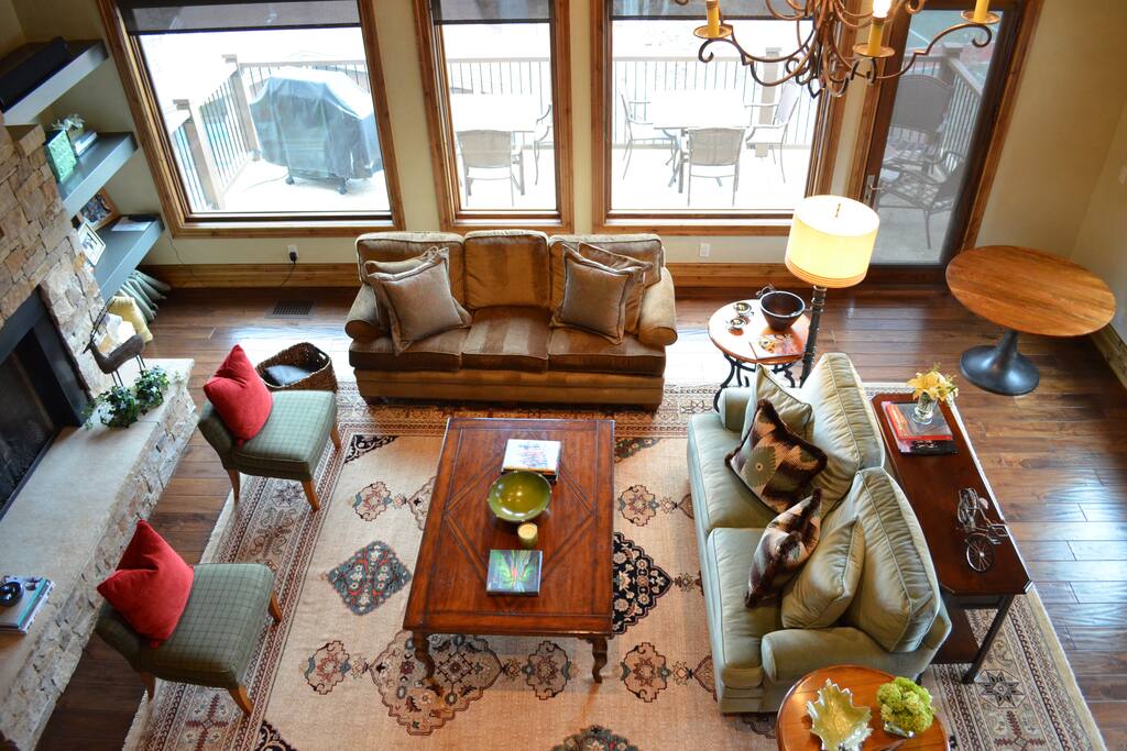 The open floor plan allows the space needed for entertaining and social gatherings flowing from the kitchen to the living room into the dining room.