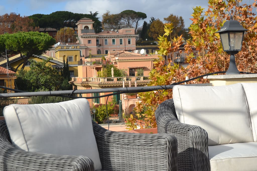 Rooftop terrace relaxing sofas