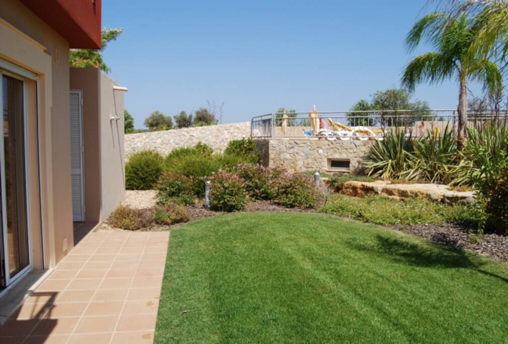The lawn at the rear