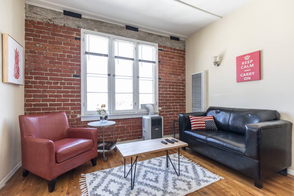 main area with brick walls