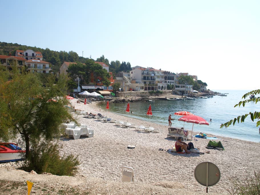 the first beach of Milna, we have four beautiful beaches here, you can reach three of them with a short walk.