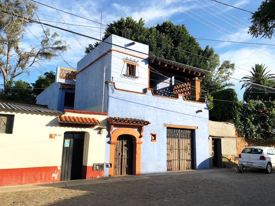 Traditional blue house