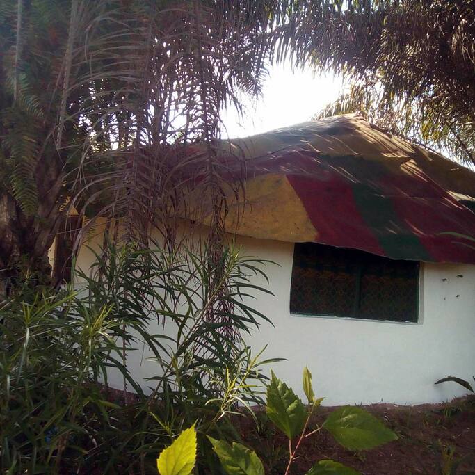 Conical round house with funky roof