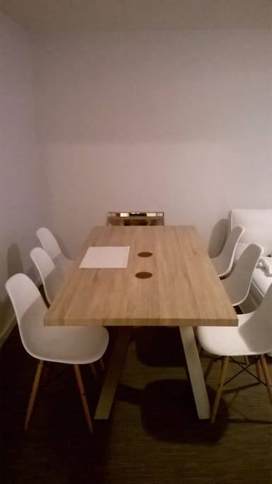 Dining table in the living room.