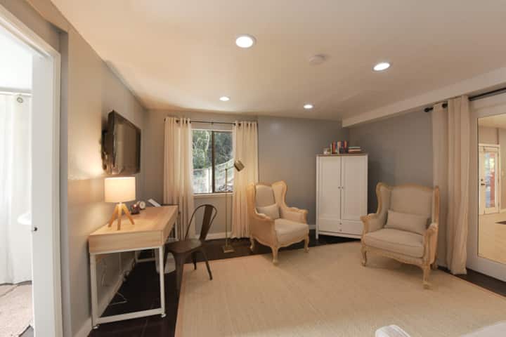 Full double bed, office/study area. Bedroom 5,  with adjoining bathroom. First floor