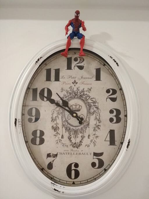 Spiderman on the clock