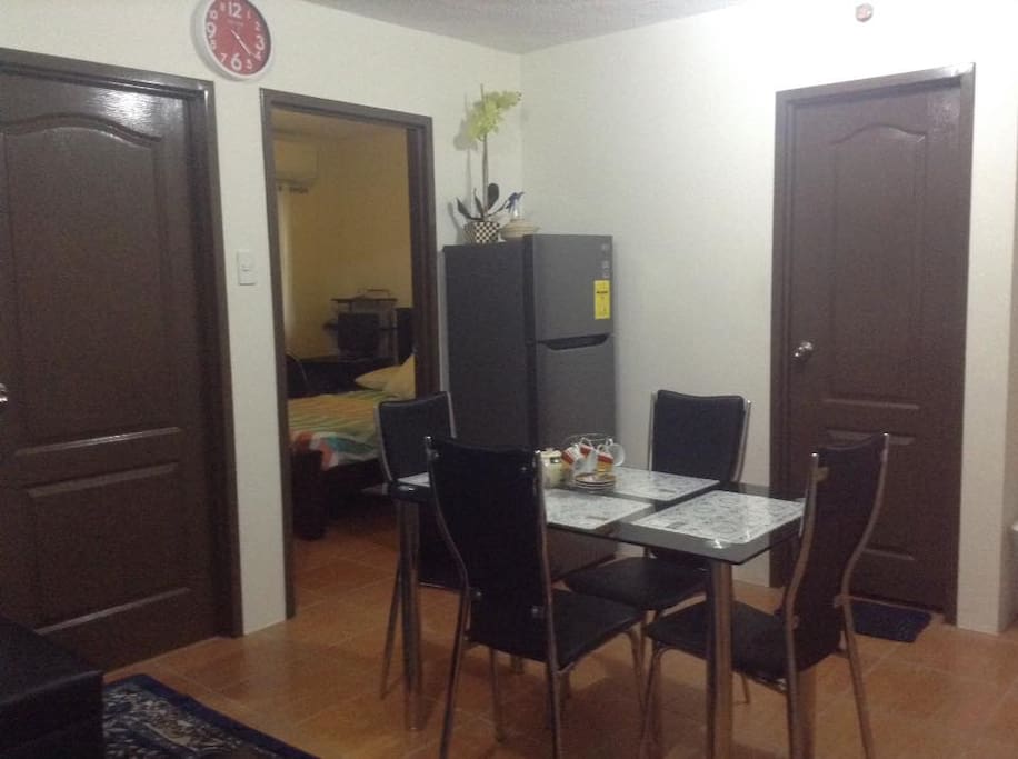 Dining & 2-Bedroom Entrance and Bathroom with Ref & dining table