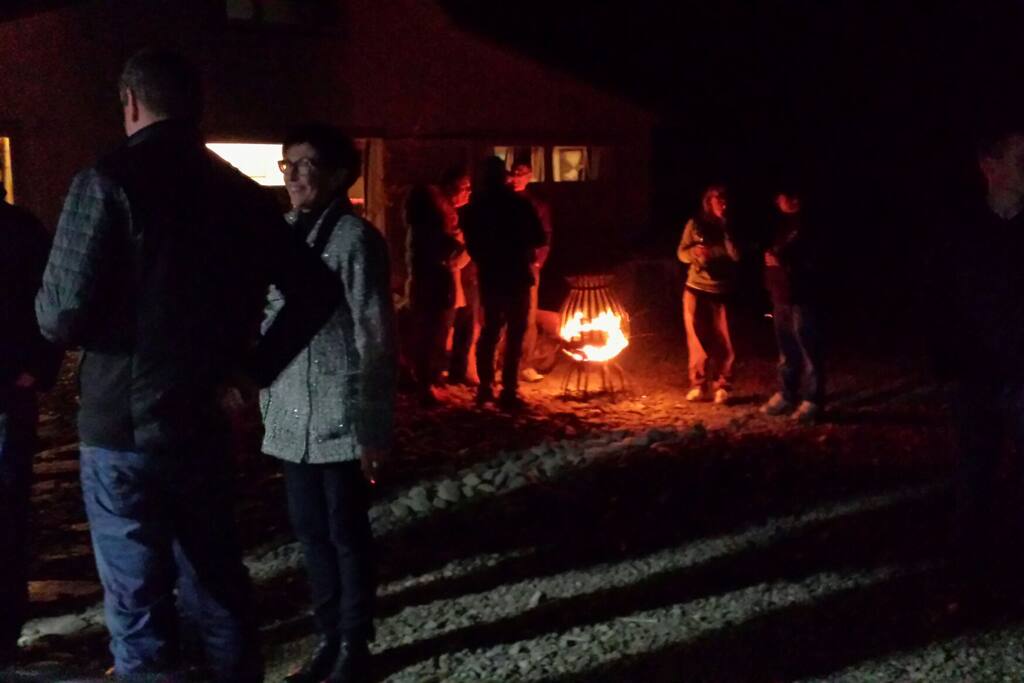 Mingle with friends around the fire pit