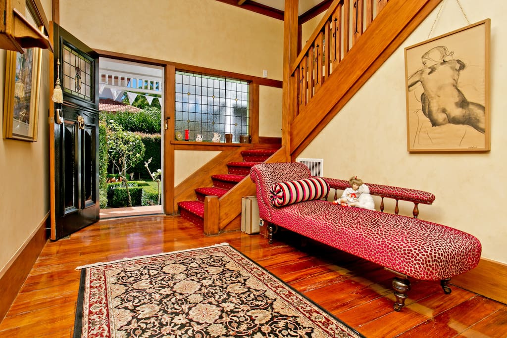 Entrance to upper level through the front door of the house.