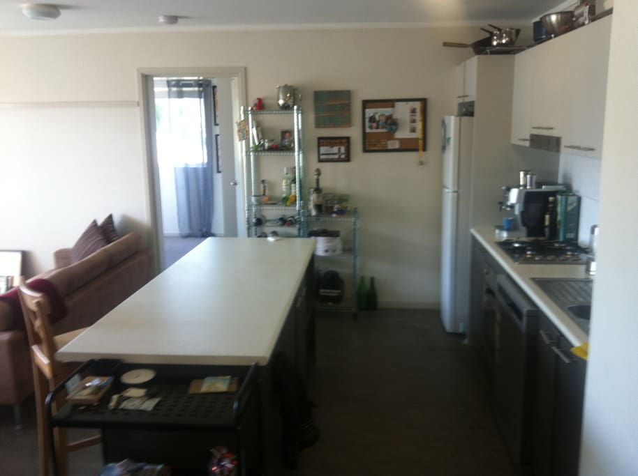 Full Kitchen at your disposal. Refrigerator, freezer, gas stove & oven, dishwashing machine, microwave and coffee machine available.