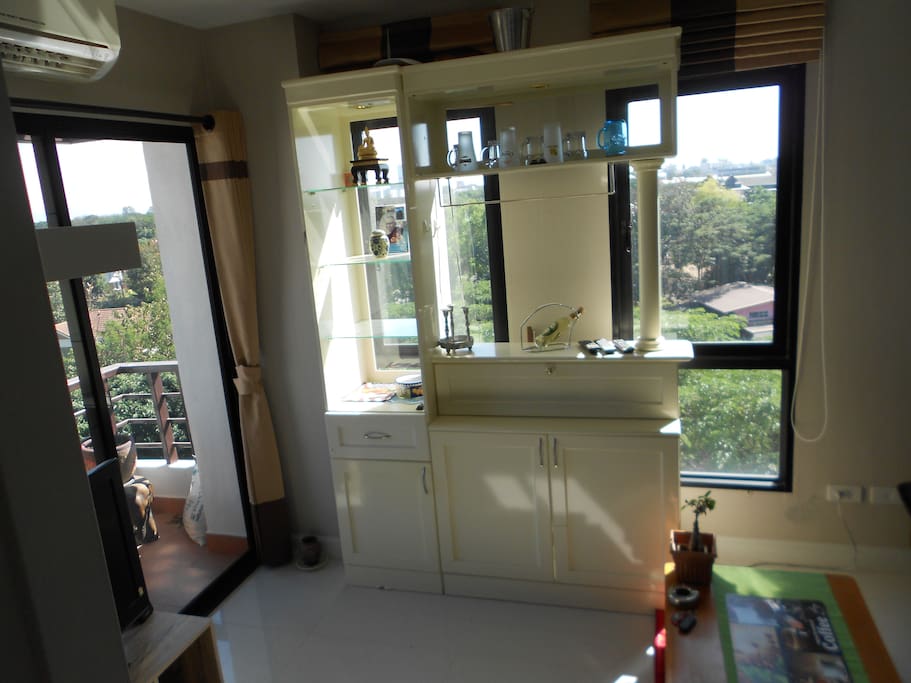 Living Room display and closet / storage / bar