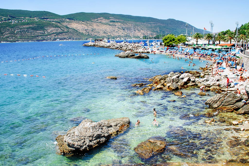 Beach 'Herceg Novi Plaza'. Just 3 mins walk from apartment...weather in September and October still beautiful.