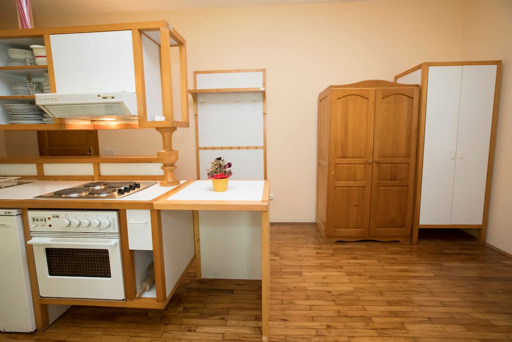 Spacious fully equipped kitchen.