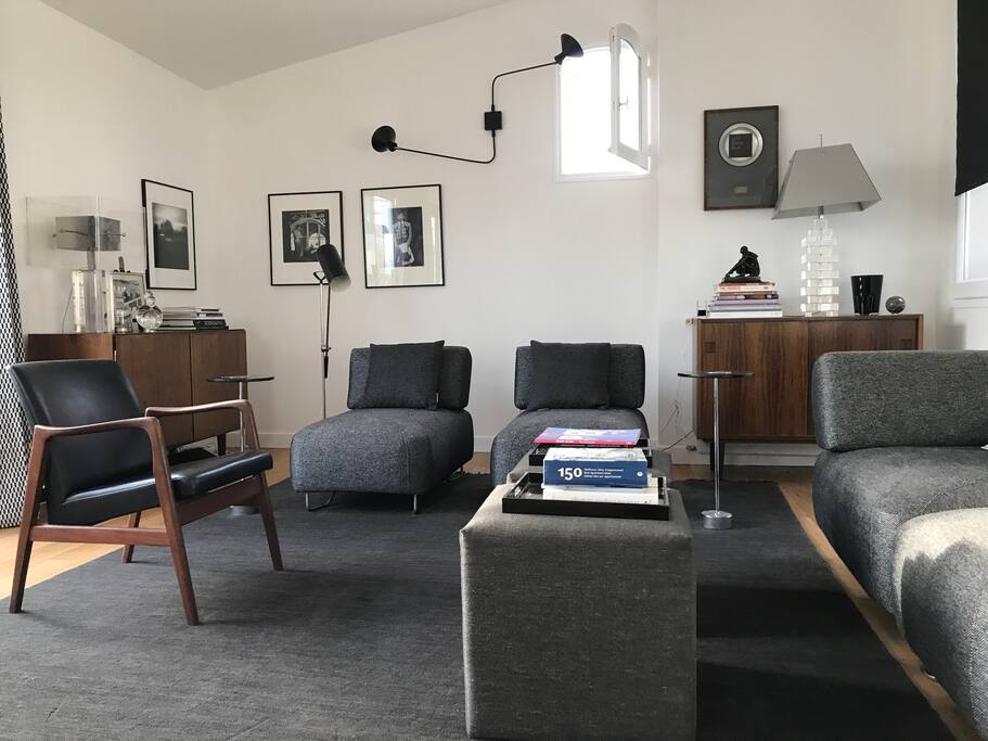 Sitting room with buffet for plates and glasses - east and north window