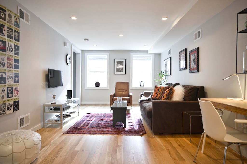 South facing windows fill the living room with nice light.