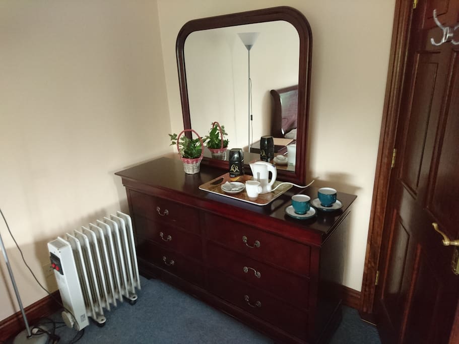 Dresser with drawers and kettle for tea/coffee