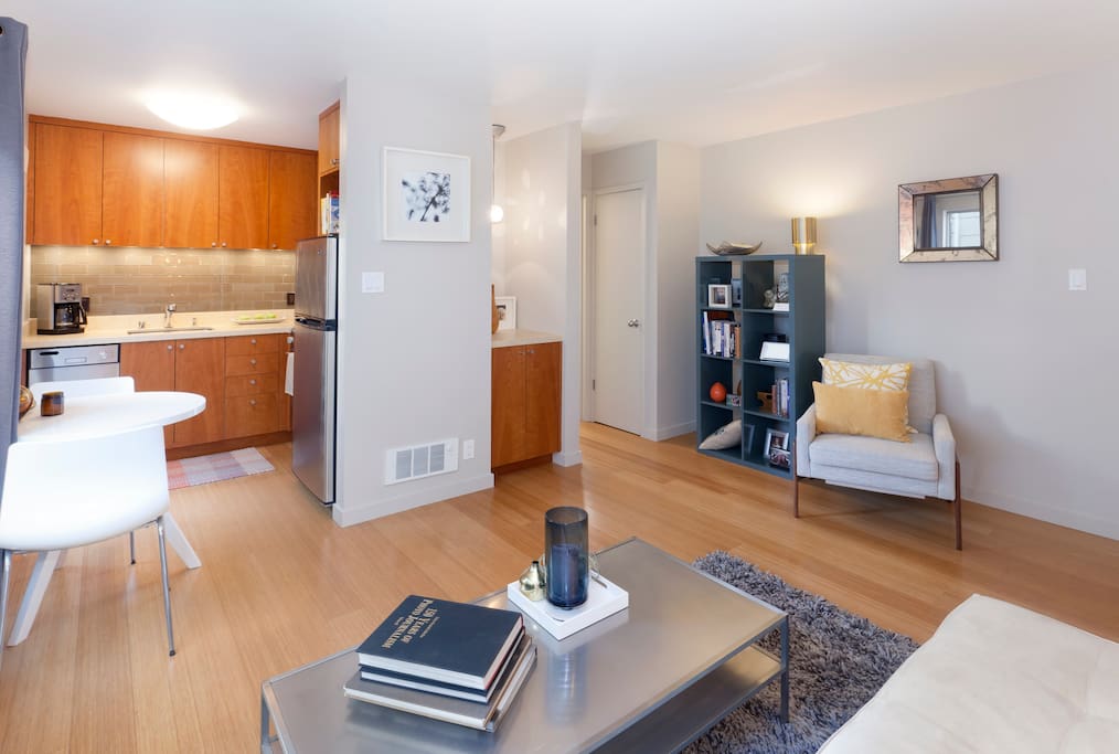 Open living room/kitchen area