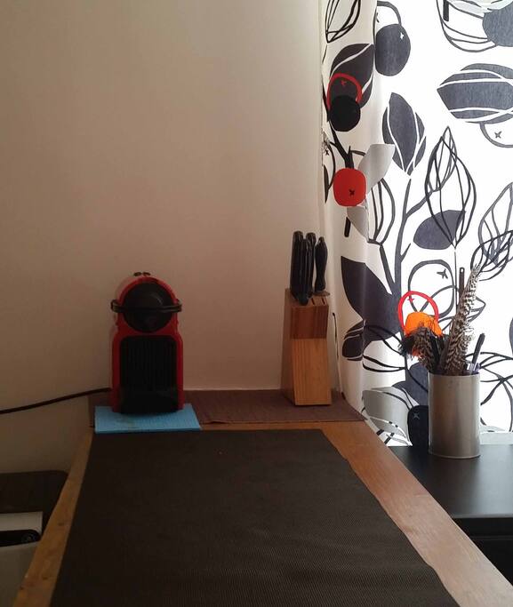 Bar like table , nespresso machine