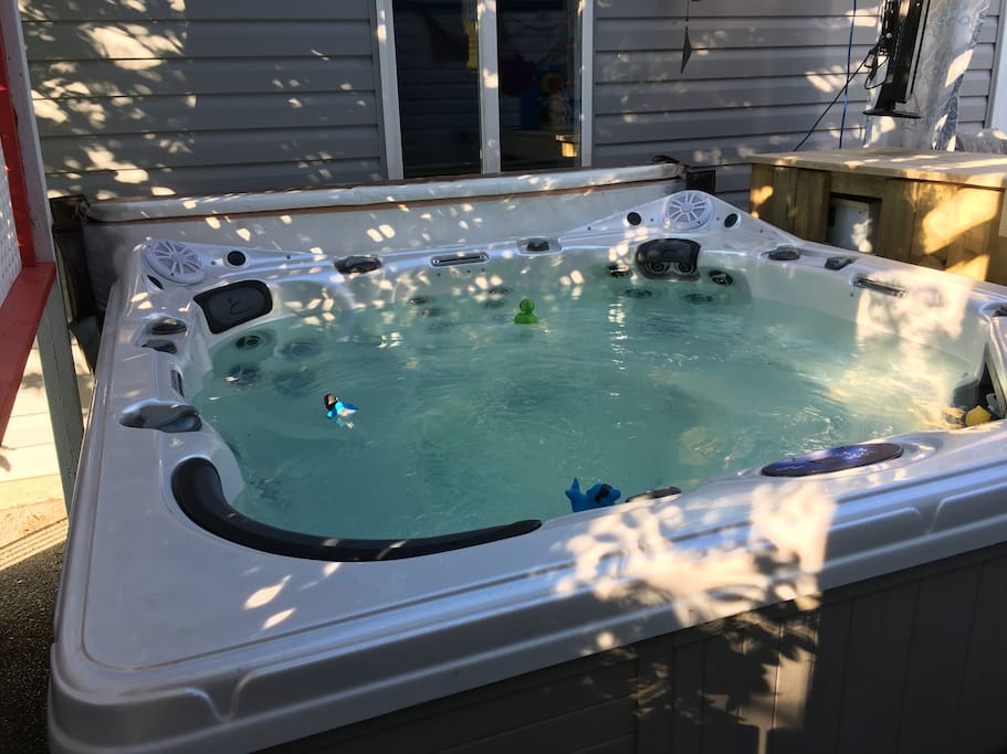 The newest edition to our airbnb , hot tub