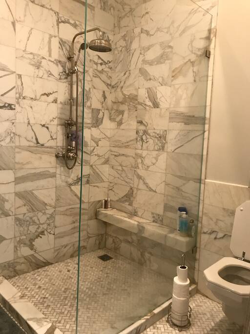 Master bathroom in suite with bedroom complete with huge rain shower.