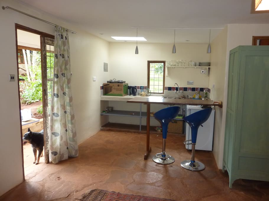 The entrance and kitchen