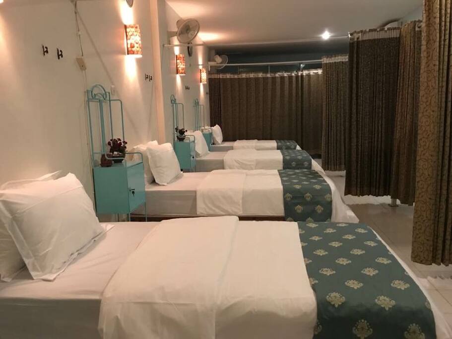 We have 11 comfy beds in 2 shared room