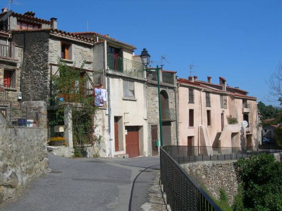 Street with the house (pink/peach colored one on the right)
