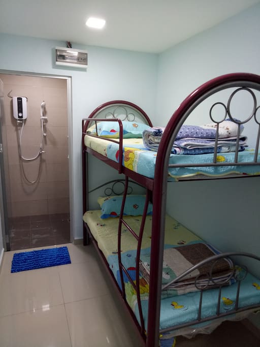 3rd bedroom with 1 bunkbed attached bathroom & water heater & air-conditioning...
