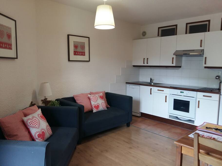 Living area and kitchen