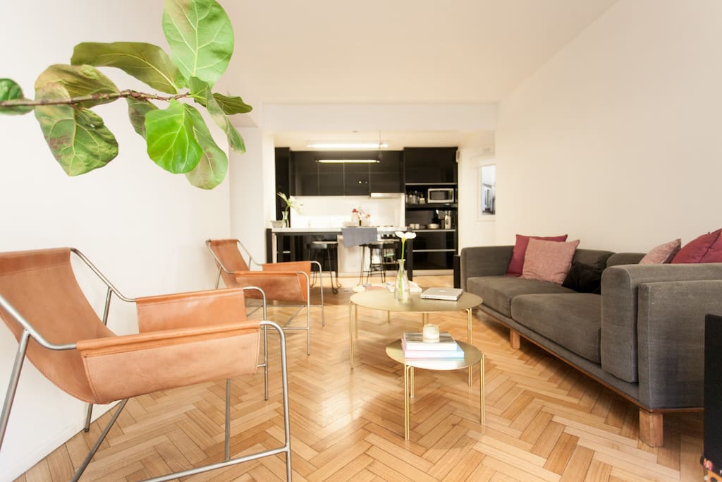 Living room and open kitchen