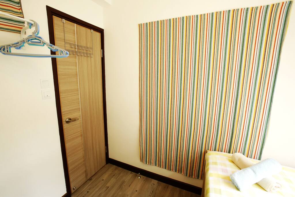 Colorful and lots of natural light comes from the wide windows
