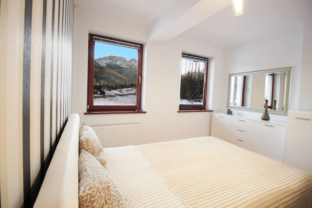 Main bedroom with beautiful view from windows.