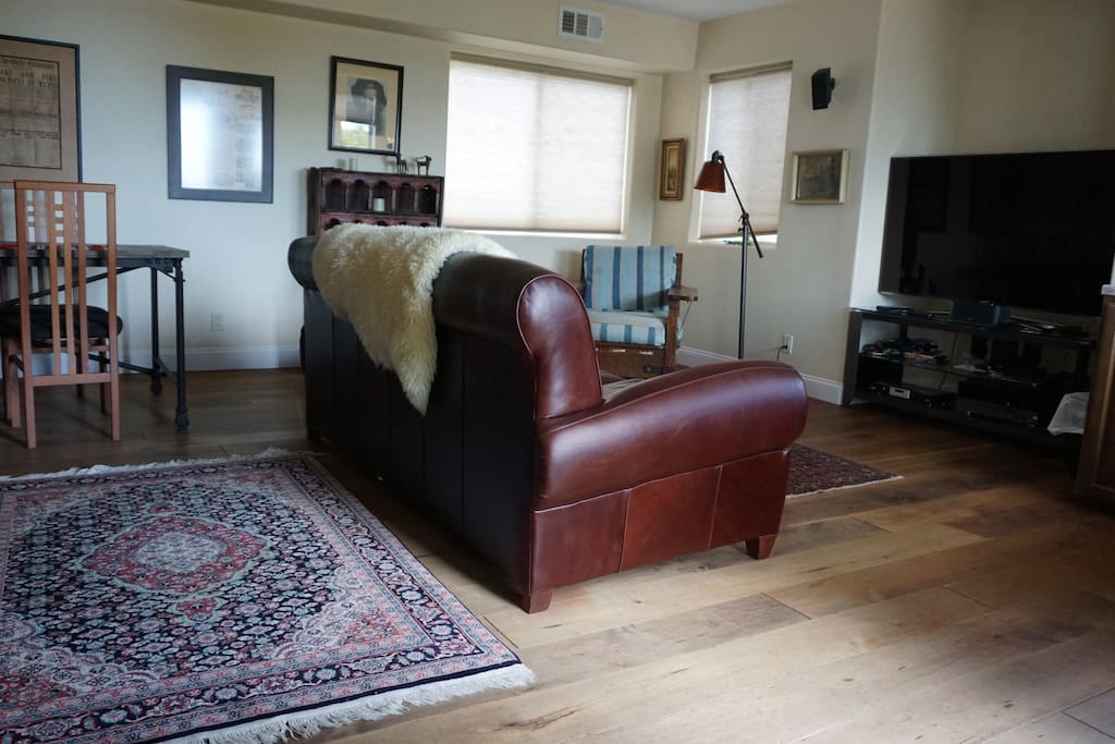 Beautifully decorated living room with built in surround sound